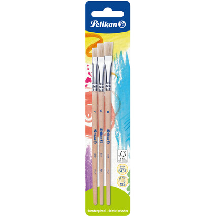 Pelikan Kit de pinceau brosse 613 F, 3 pices, assorti