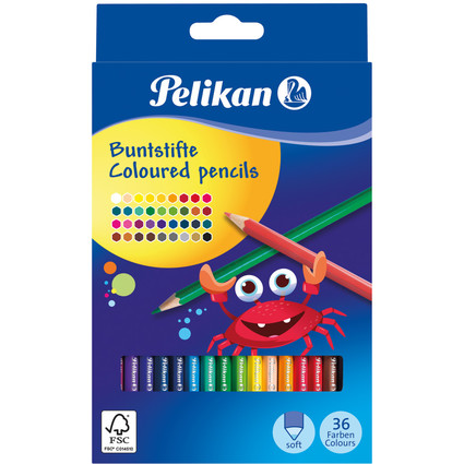 Pelikan Crayon de couleur hexagonal mince, tui de 36