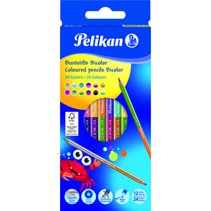 Pelikan Crayons de couleur Bicolor, rond, étui en carton de