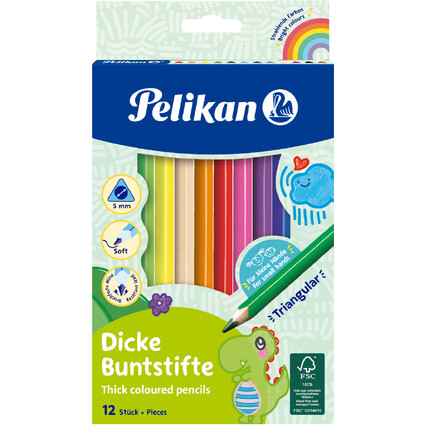 Pelikan Crayons de couleur pais, tui en carton de 12