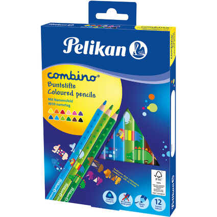 Pelikan Crayon couleur triangulaire combino, tui carton 12