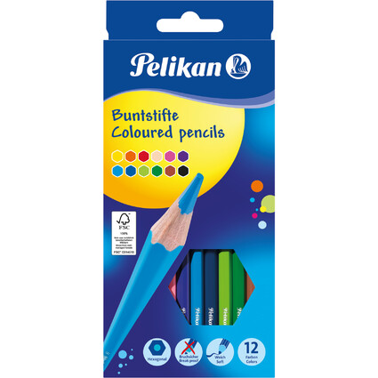 Pelikan Crayons de couleur standard, tui en carton de 12
