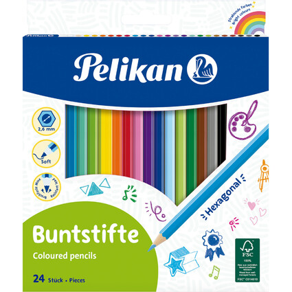 Pelikan Crayons de couleur standard, tui en carton de 24,