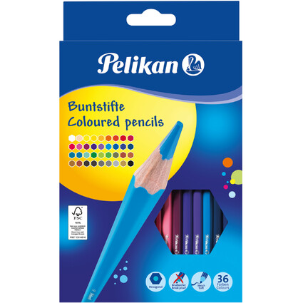 Pelikan Crayon de couleur hexagonal mince, tui de 36