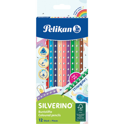 Pelikan Crayon de couleur triangulaire SILVERINO fin, tui