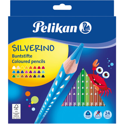 Pelikan Crayon de couleur triangulaire SILVERINO fin, tui