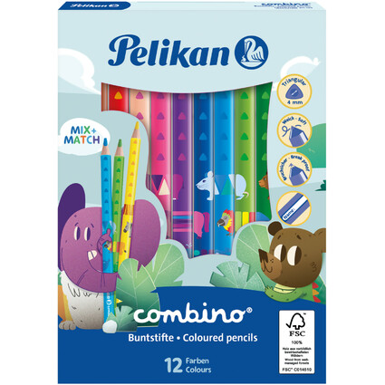 Pelikan Crayon couleur triangulaire combino, tui carton 12