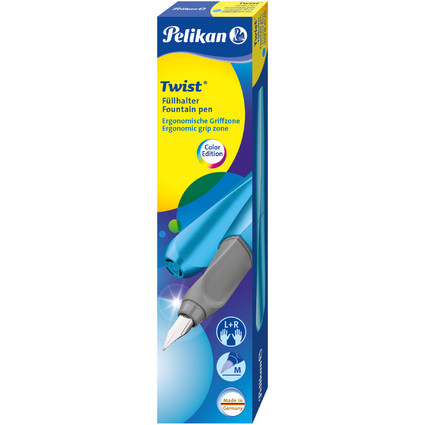 Pelikan Twist Stylo plume Frosted Blue, bleu-mtallique