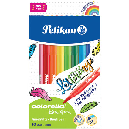 Pelikan Feutre colorella brushpen, tui en carton de 10