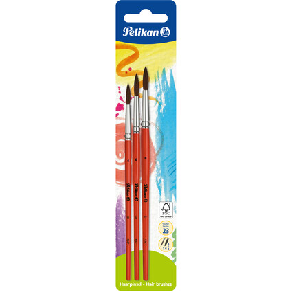 Pelikan Set de pinceaux  poils fins, 3 pices, assorti