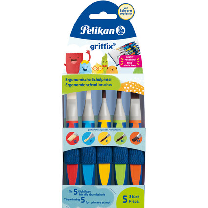 Pelikan Set de pinceaux scolaires griffix, 5 pices