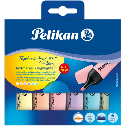 Pelikan Surligneur 490 Pastel, tui de 6, couleurs assorties