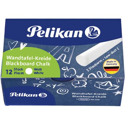 Pelikan Craie pour tableaux noirs 755/12, blanc, tui carton