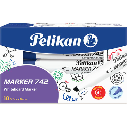 Pelikan Marqueur  tableau blanc 742, pointe biseaute, bleu