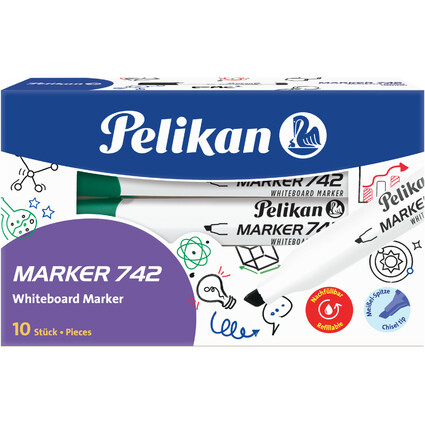Pelikan Marqueur  tableau blanc 742, pointe biseaute, vert