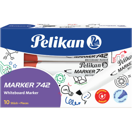 Pelikan Marqueur  tableau blanc 742, pointe biseaute,rouge