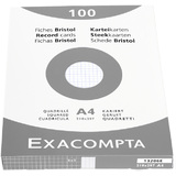 EXACOMPTA fiches bristol, A4, quadrill, blanc