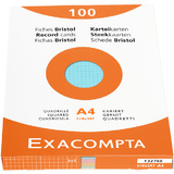 EXACOMPTA fiches bristol, A4, quadrill, assorti