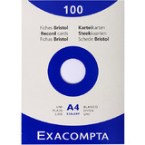 EXACOMPTA fiches bristol, A4, uni, blanc