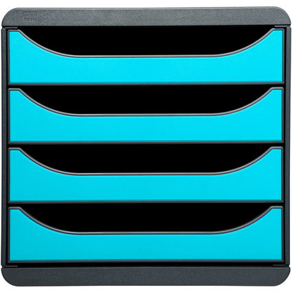 EXACOMPTA Module de classement BIG-BOX, 4 tiroirs, turquoise