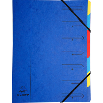 EXACOMPTA Trieur, A4, carton, 7 compartiments, bleu