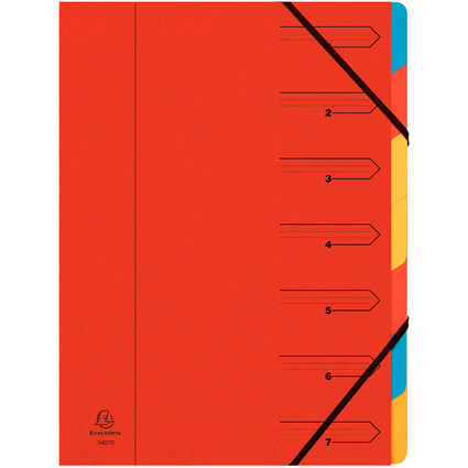 EXACOMPTA Trieur, A4, carton, 7 compartiments, rouge