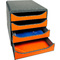 EXACOMPTA Module de classement BIG-BOX, 4 tiroirs, tangerine