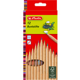 herlitz crayons de couleur, tui de 12, bois naturel
