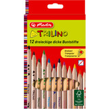 herlitz crayon de couleur triangulaire Trilino, tui de 12