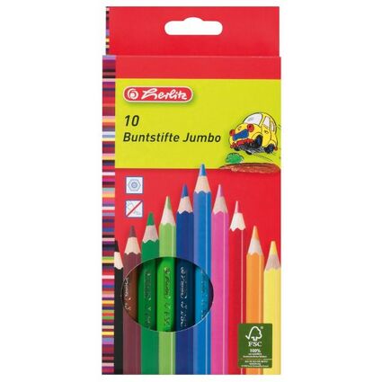 herlitz Crayons de couleur Jumbo, hexagonal, tui en carton