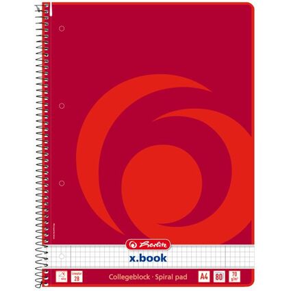 herlitz Cahier  spirales x.book, A4, 160 pages, quadrill