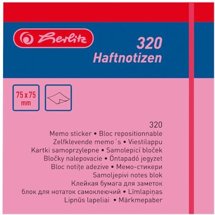 herlitz Bloc-notes adhsifs, 75 x 75 mm, couleurs fluo