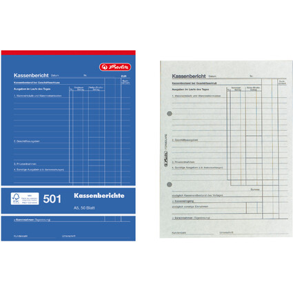 herlitz Formularbuch "Kassenbericht 501" DIN A5, 50 Blatt