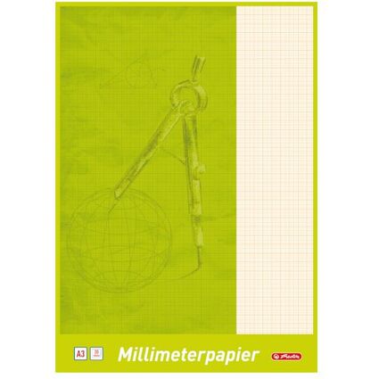 herlitz Bloc de papier millimtr A3, 80 g/m2, 20 feuilles