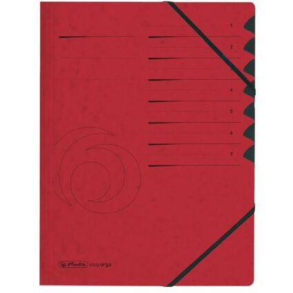 herlitz Trieur easyorga, A4, carton, 7 compartiments, rouge