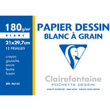 Clairefontaine papier dessin "Blanc  Grain", 210 x 297 mm