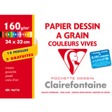 Clairefontaine papier dessin " Grain" couleur, pack promo