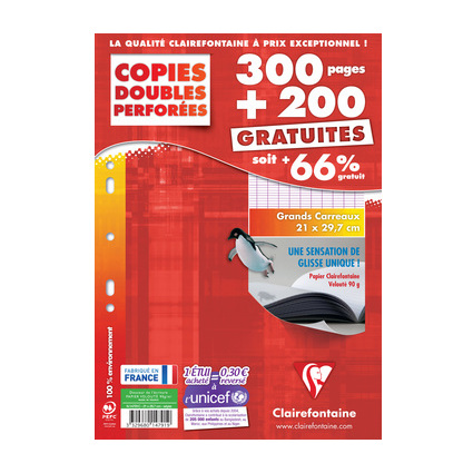 Clairefontaine Copies doubles perfores, A4, sys