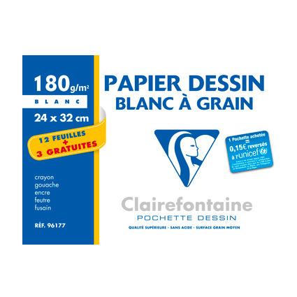 Clairefontaine Papier dessin "Blanc  Grain", pack promo