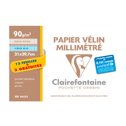 Clairefontaine Papier vlin millimtr, A4, pack promo