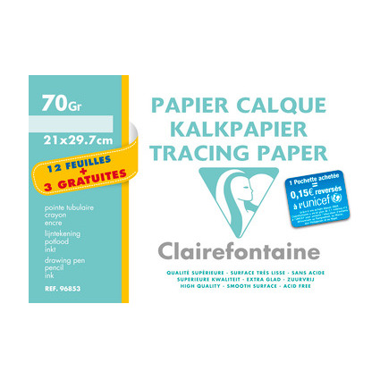 Clairefontaine Papier calque, A4, 70 g/m2, pack promo