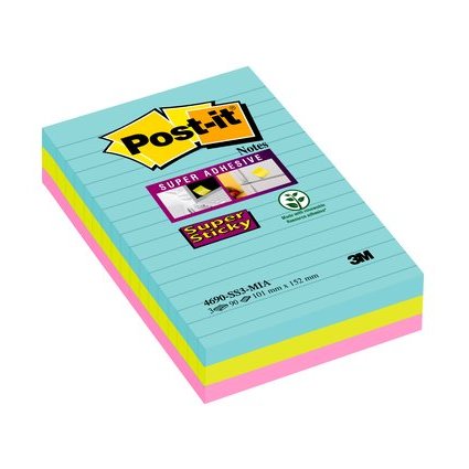 Post-it Bloc-note adhsif Super Sticky Notes, 101 x 152 mm