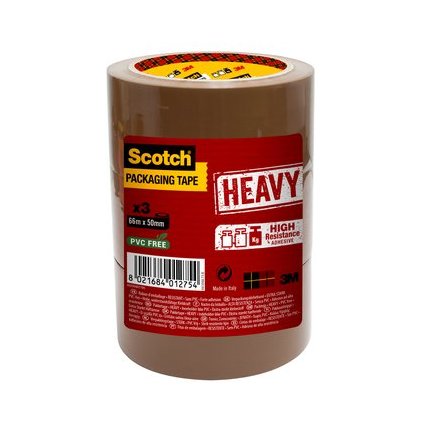 3M Scotch Ruban adhsif d'emballage HEAVY, 50 mm x 66 m