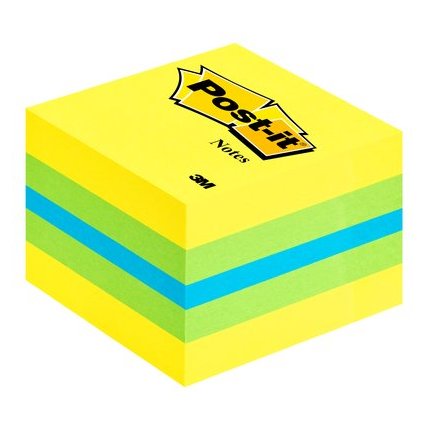 Post-it Bloc-note cube mini, 51 x 51 mm, jaune/bleu
