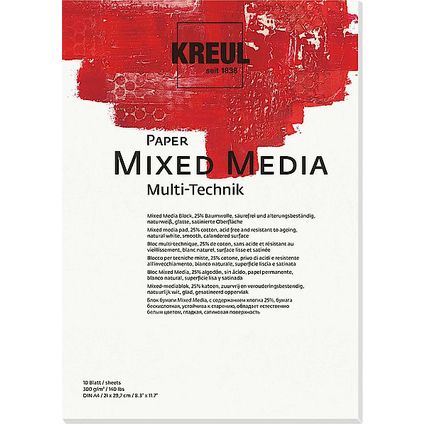KREUL Bloc pour artistes Paper Mixed Media, A4, 10 feuilles