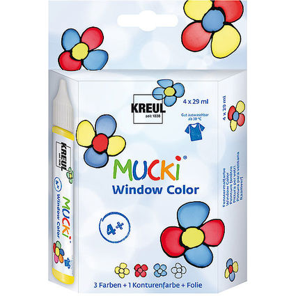 KREUL Window Color Pen "MUCKI", kit de 4