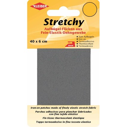 KLEIBER Patch thermocollant lastique, 400 x 60 mm, gris