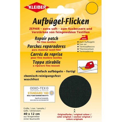 KLEIBER Patch thermocollant Zephir, 400 x 120 mm, noir