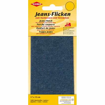 KLEIBER Patch thermocollant pour jeans, 170 x 150 mm, bleu