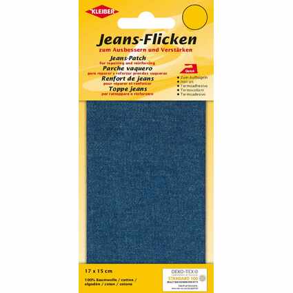 KLEIBER Patch thermocollant pour jeans, 170 x 150 mm, bleu